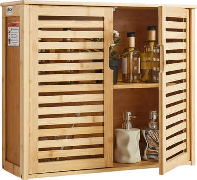 VEVOR Bathroom Wall Cabinet, 2 Doors and Adjustable Shelf with 3 Height Levels, Over the Toilet Storage Medicine Cabinet Wall Mounted, Hanging Organizer with Shelves for Laundry Room Kitchen Restroom