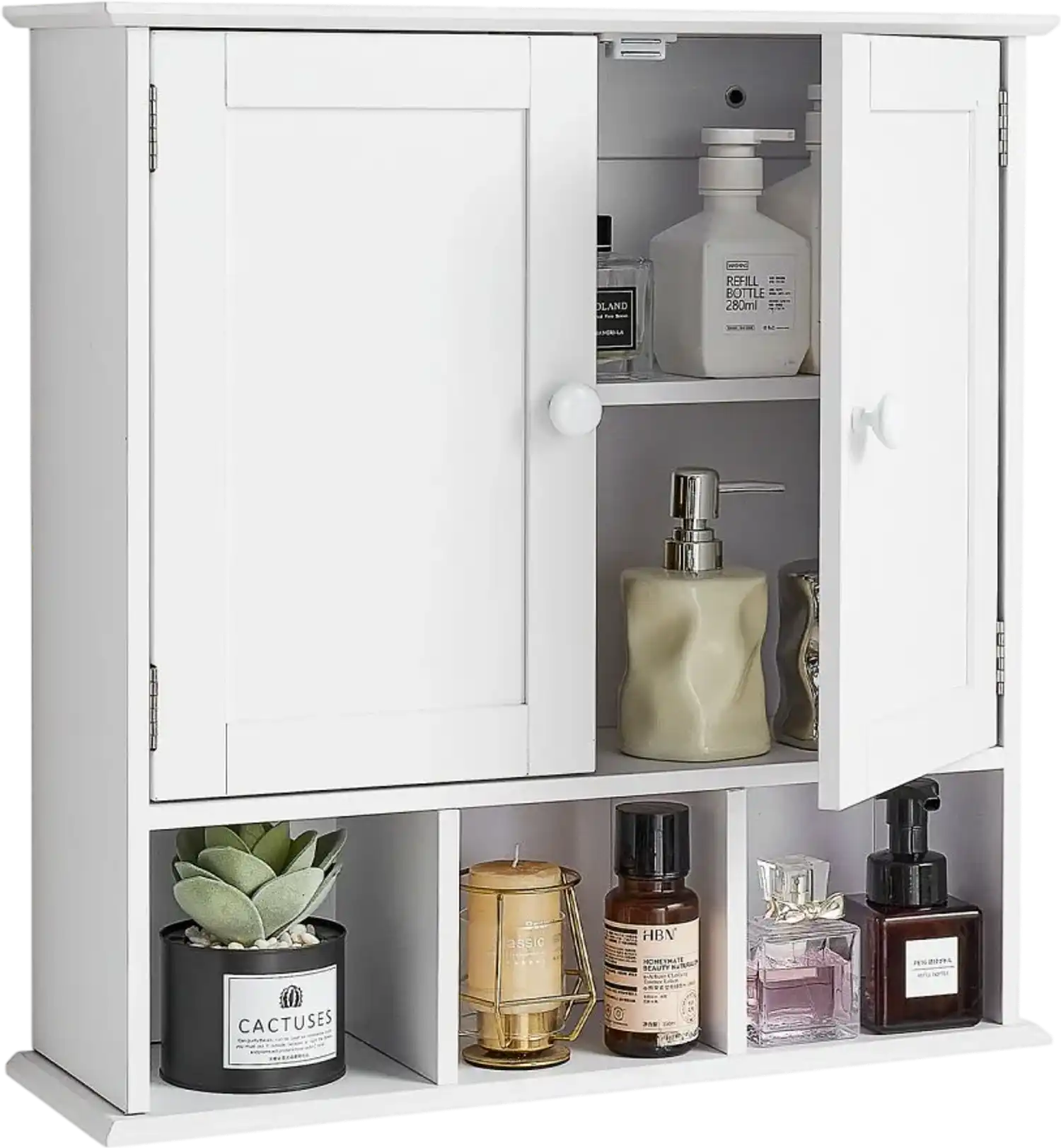 Vevor Medicine Cabinet White Over Toilet Wall Mounted 2-Door Adjustable Shelf New