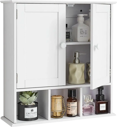 Vevor Medicine Cabinet White Over Toilet Wall Mounted 2-Door Adjustable Shelf New
