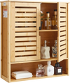VEVOR Bathroom Wall Cabinet, 2 Doors and Adjustable Shelf, Over the Toilet Storage Medicine Cabinet Wall Mounted, Hanging Organizer with Shelves and Open Partition for Laundry Room Kitchen Restroom