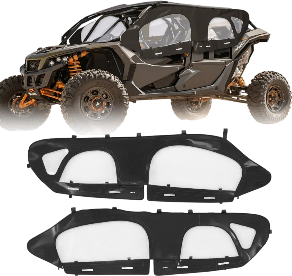 VEVOR Cab Enclosure Upper Doors, Compatible with Can-Am Maverick X3 MAX 4-Seater 2017-2024, Soft Upper Doors, Windproof Upgraded Zipper UTV Soft Side Window Kit, Work with Roof and Partial Windshields