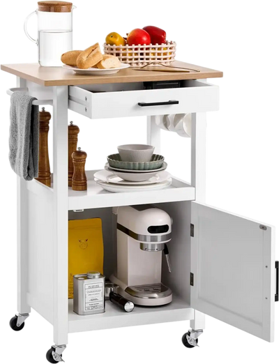 Vevor Kitchen Island Cart Rolling Storage Table with Single Door Cabinet 18