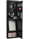 VEVOR Wall Safe, 4-Tier Hidden Wall Mounted Gun Safe with Password & Key, Q235 Cold-Rolled Steel In-Wall Box with LED Lighting, 3 Adjustable Shelves & Key Holders for Money, Jewelry, Passport, Black