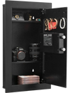 VEVOR Wall Safe, 3-Tier Hidden Wall Mounted Safe with Password & Key, Q235 Cold-Rolled Steel In-Wall Box with LED Lighting, 2 Adjustable Shelves & 5 Key Holders for Money, Jewelry, Passport, Black