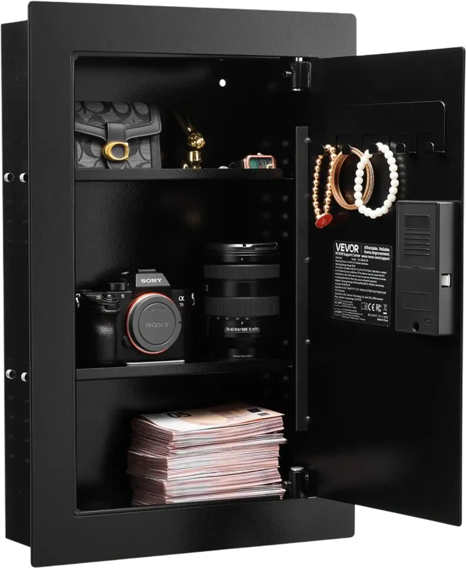 Vevor Wall Safe Hidden 3-Tier Fingerprint Password Key In-Wall Box New