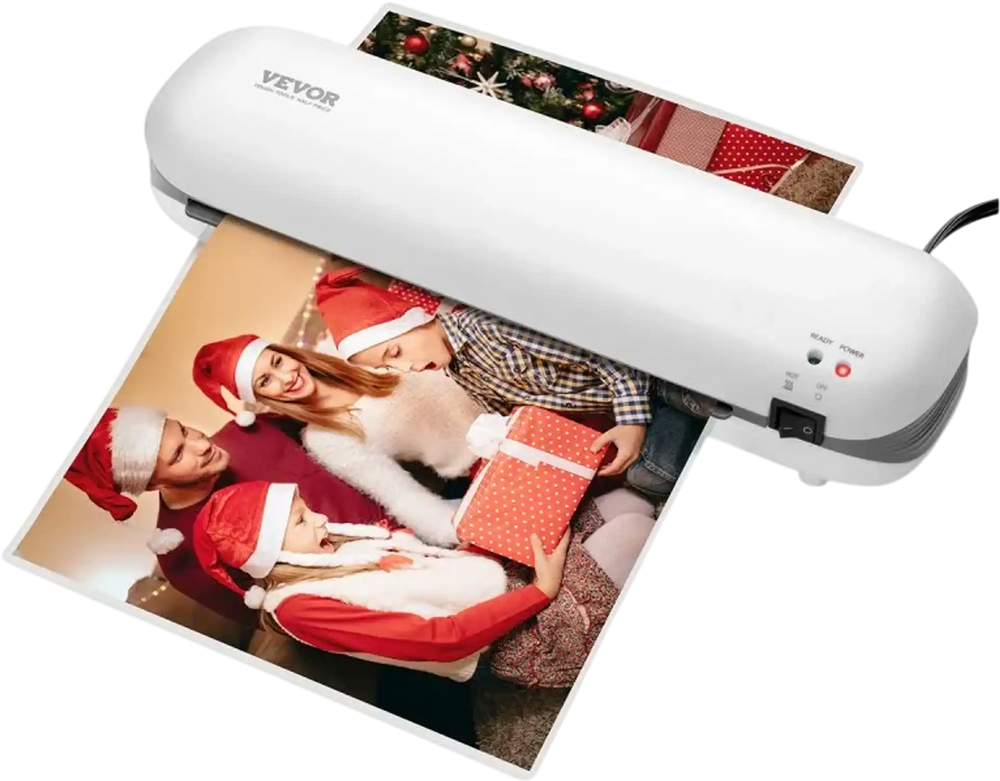 VEVOR Laminator Machine, Thermal Laminator for Max A4 Paper Size, 3-4 min Quick Warm Portable Laminator, 3-5 mil Thickness, Ideal for Home, Office, Business, or School Supplies, White + Grey