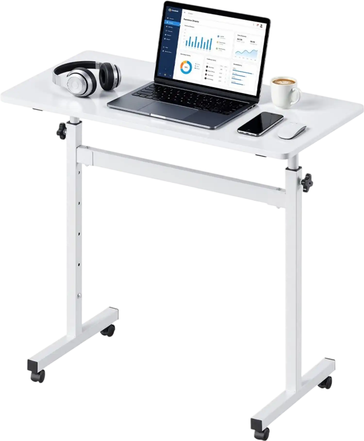 Vevor Standing Desk Adjustable Height Rolling Workstation White New