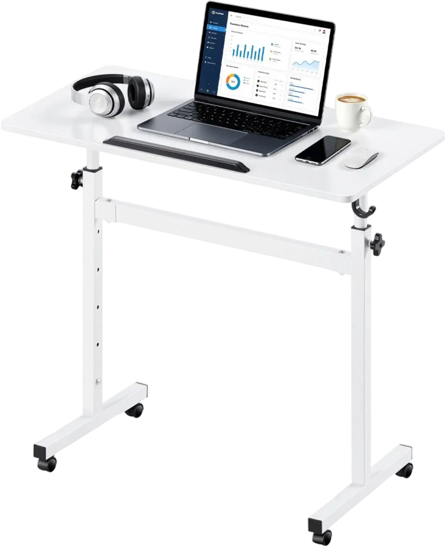 Vevor Standing Desk Adjustable Height Mobile Sit-Stand Rolling Workstation 32