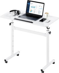 VEVOR Standing Desk, Adjustable Height Mobile Stand Up Desk 360° Tilting Desktop, 32 x 16 in Small Computer Sit Stand Rolling Workstation w/ Hook, Lockable Casters, 55.1 lbs Capacity for Home Office