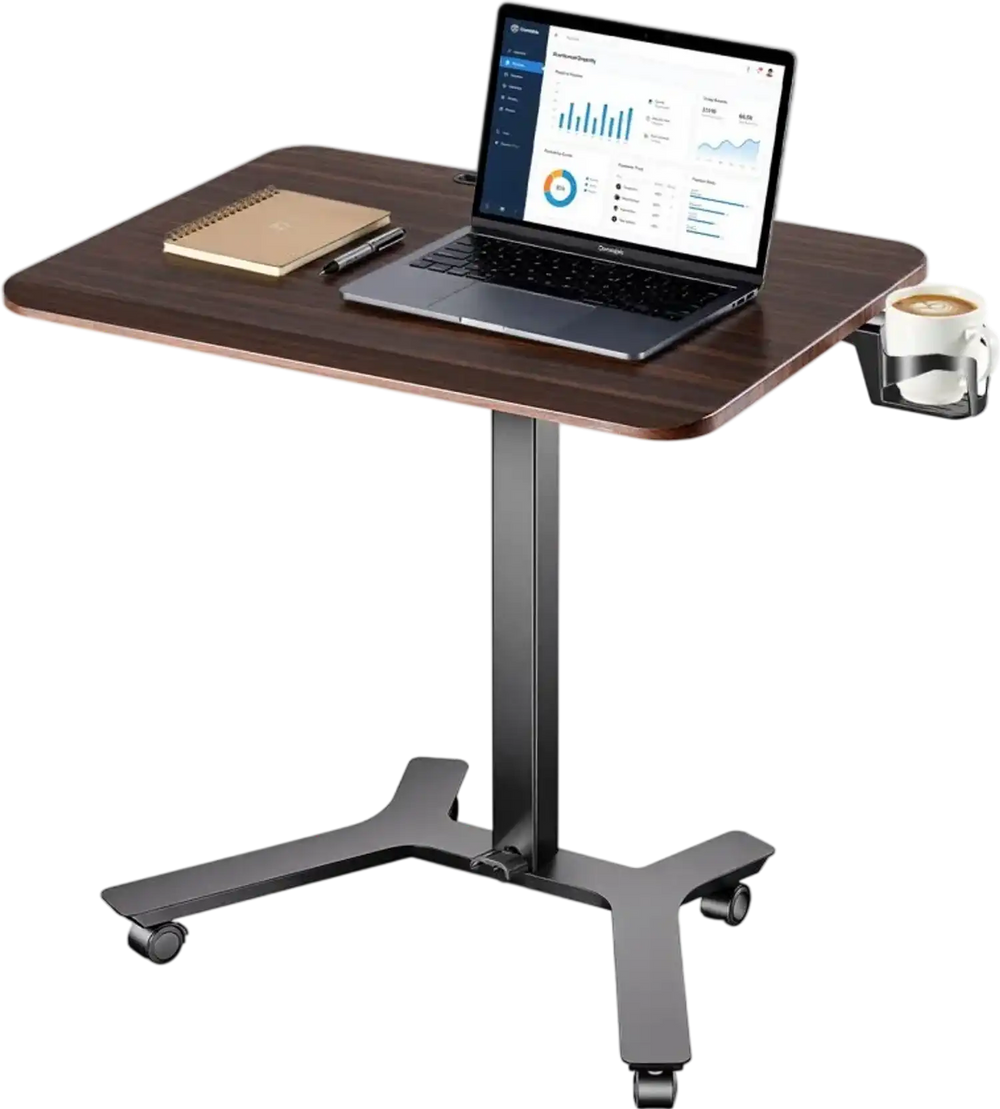 VEVOR Standing Desk, Adjustable Height Mobile Stand Up Desk w/ Casters, 28.2 x 20.5 in Small Computer Sit Stand Rolling Workstation w/ Hook, 33 lbs Capacity, Foot Pedal Pneumatic Lift for Home Office