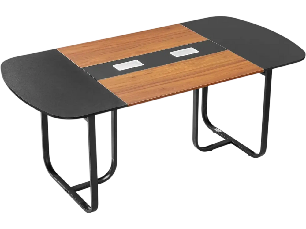 VEVOR Conference Table, 6 ft Oval Office Meeting Table for 6-8 Person, Modern Seminar Desk with Metal Legs, Large Meeting Desk for Office, Boardroom, Conference Room, Easy Assembly, Black & Brown