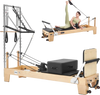 VEVOR Pilates Reformer with Tower 94" Pilates Machine 400 lbs Maple Wood, for Home Use and Gym Workout, with Jump Board, Music Wire Springs, and Sitting Box, Suitable for Advanced and Beginners Users