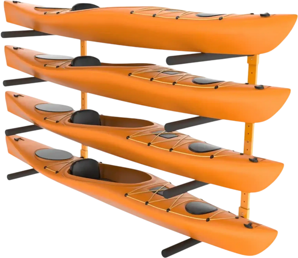 VEVOR Wall Kayak Storage Rack, 4-Capacity Wall Mounted Kayak Holders for Kayak Canoe Paddle Board, Kayak Storage Hooks with Adjustable Padded Arms, 400 LBS Load Kayak Hanger for Indoor Outdoor Garage