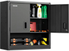 VEVOR Metal Wall Cabinet, 30W x 12.01D x 30H Inch, Steel Floating Hanging Storage Cabinet with Locking Doors and Adjustable Shelf for Garage, Basement, Kitchen, Warehouse Assembly Required, Black