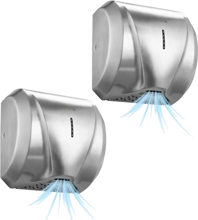 Vevor Hand Dryer 2-Pack 1800W Automatic High-Speed HEPA Filter Brushed Stainless Steel New