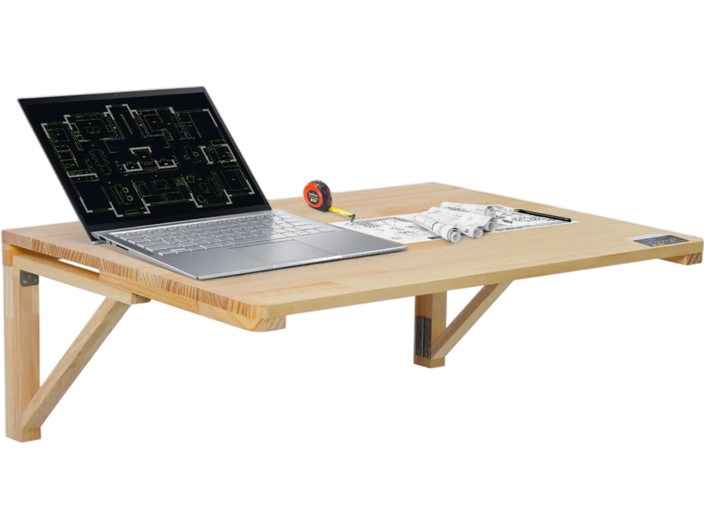VEVOR Wall Mounted Folding Table, 31.5" x 23.62" Wall Mount Drop Leaf Table, Wooden Floating Desk with Iron Bracket, Fold Down Desk for Small Spaces, Home Office, Dining, Laundry Room, Kitchen, Bar
