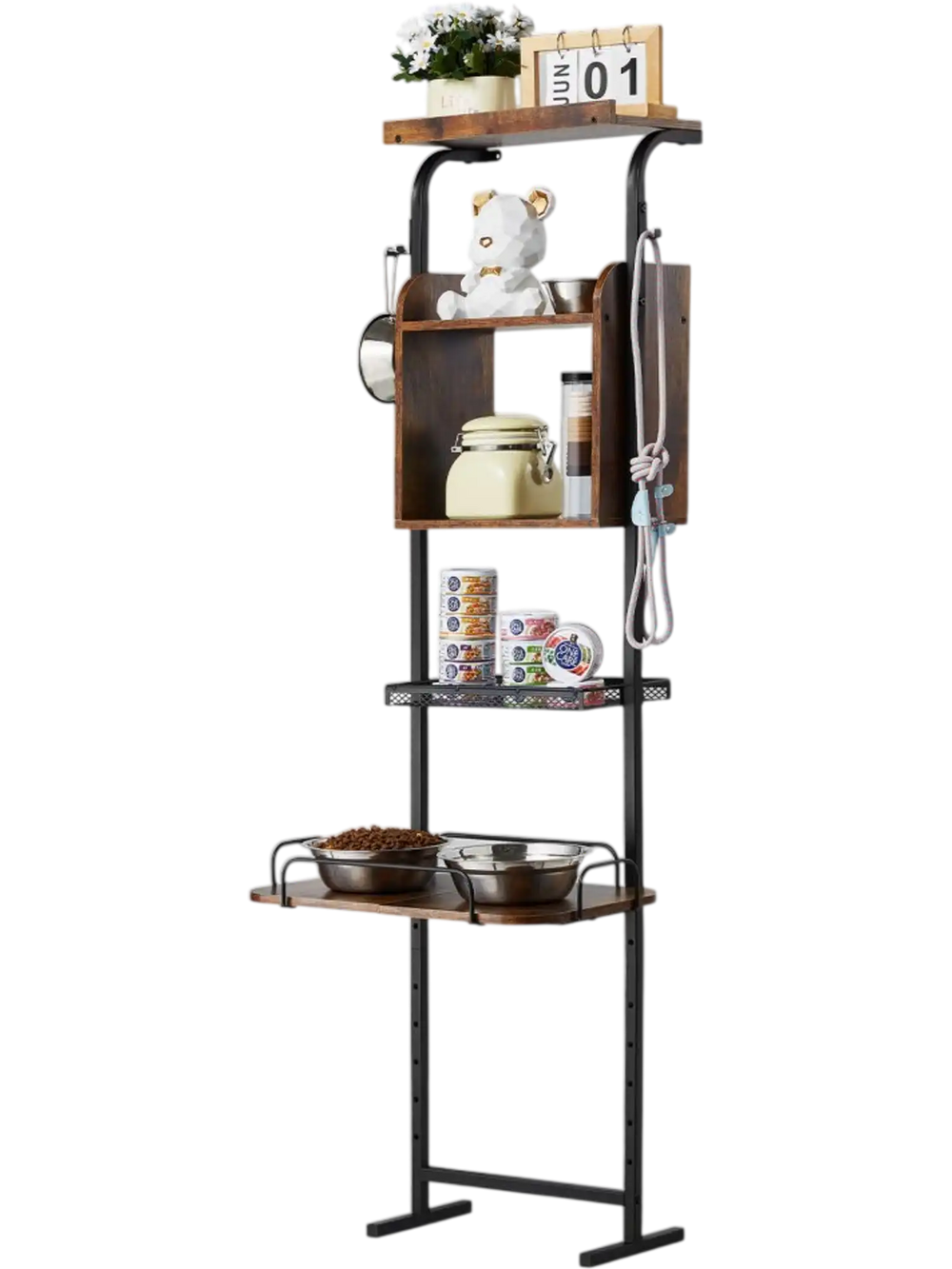 VEVOR Pet Feeding Station with Storage, Elevated Dog Bowls, Raised Dog Bowl Stand, Dog Food Storage and Feeder Station with Storage Shelves, Pet Toy Storage Organizer, for Large Medium Small Dogs