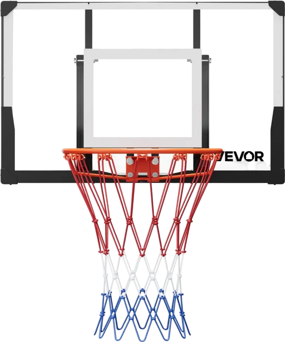 VEVOR Wall Mount Basketball Hoop, 44-inch PC Backboard Mounted Basketball Hoop Outdoor with Solid Steel, 0.08 inch Thickened Backboard, Thickened Woven Nylon Basketballs Net, Indoor & Outdoor Use