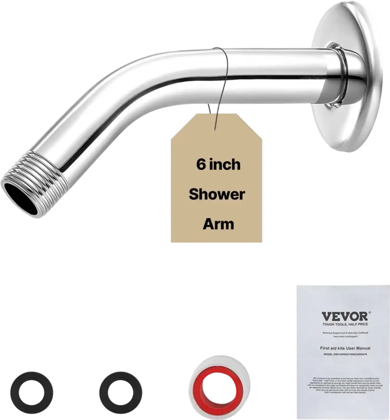 Vevor Shower Arm with Flange Wall-Mounted Stainless Steel 6