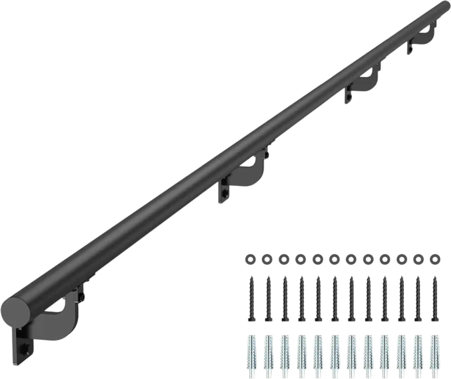 Vevor Stair Handrail 10' Wall Mounted Aluminum Railing Black New