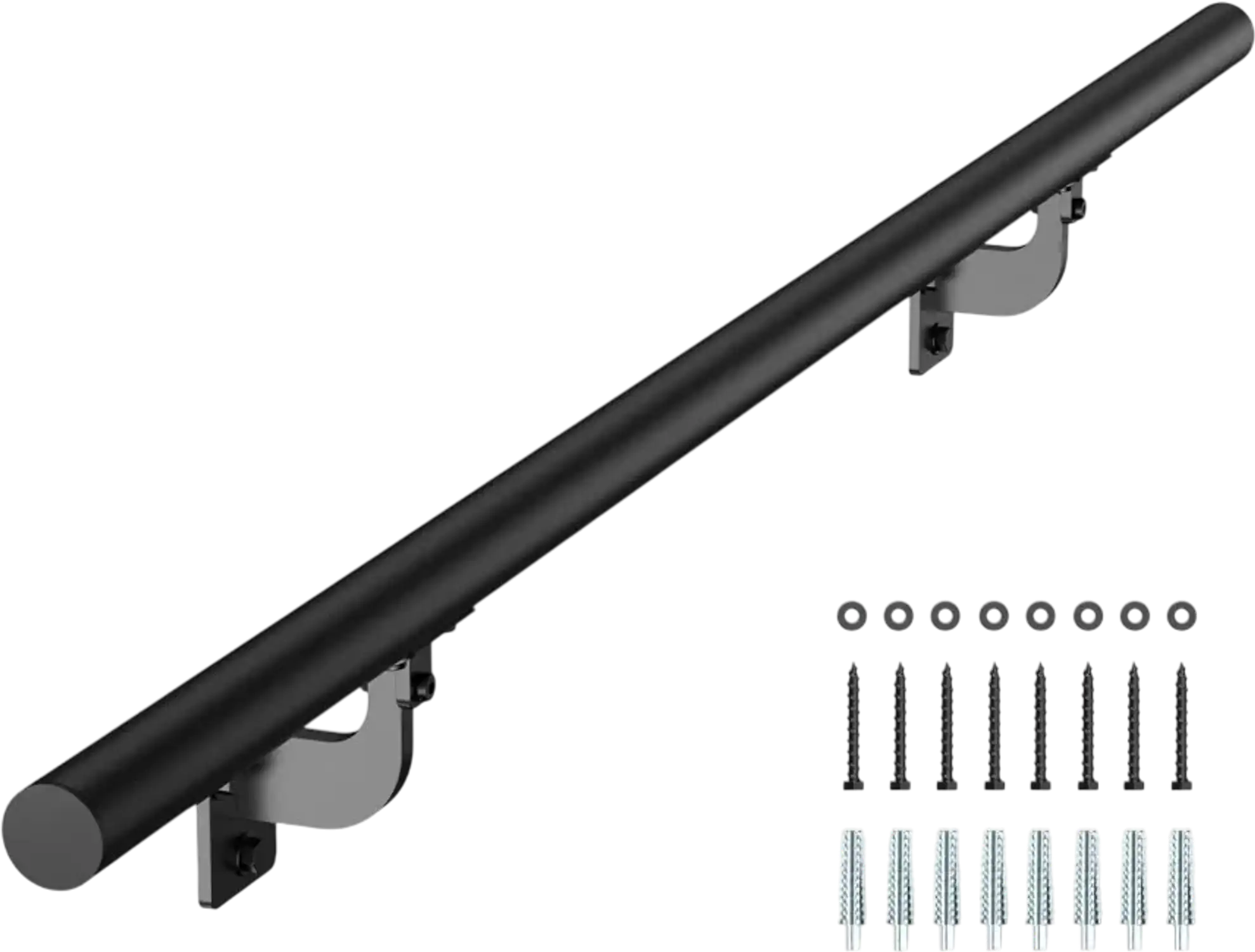 Vevor Handrail 4' Wall Mounted Stair Railing Black Aluminum New