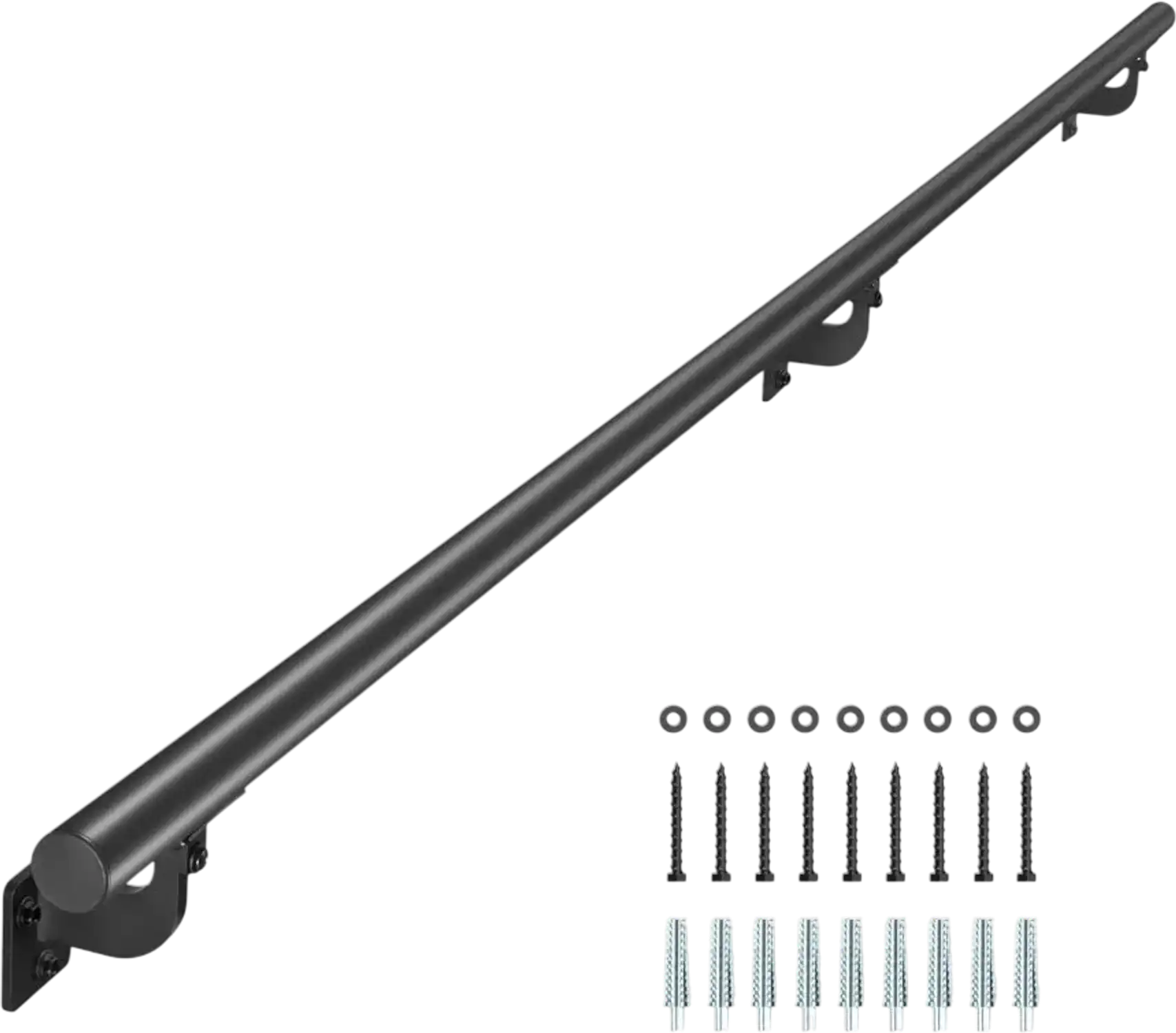 Vevor Stair Handrail 6' Black Wall Mounted Aluminum Indoor Outdoor Railing New