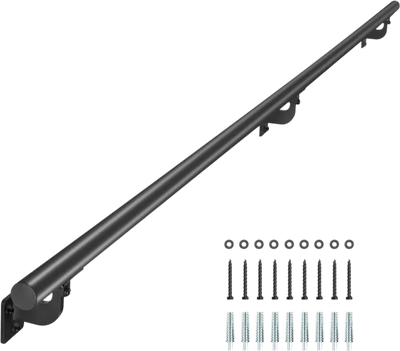 Vevor Stair Railing 7' Wall Mounted Aluminum Handrail Black Indoor Outdoor New