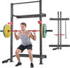 VEVOR Folding Power Cage, Wall-Mounted Power Rack Squat Rack, Multifunctional Strength Training Workout Equipment with Landmine Holder, Adjustable J-Hooks & Pull-Up Bar for Home Gym, 1000LBS Capacity