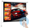 VEVOR Motorized Projector Screen, 72 inch 4:3 1080 HD Electric Projection Screen, Wall Mounted Projection Dispaly Projector with Remote Control, Automatic Movie Screen for Family Home Office Theater