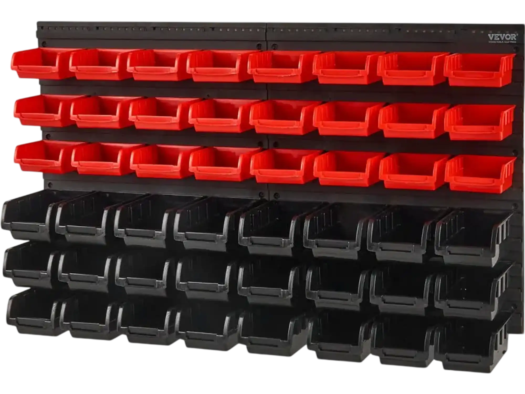 Vevor Storage Bins Wall Mounted 48-Bin Parts Rack Organizer Black and Red New