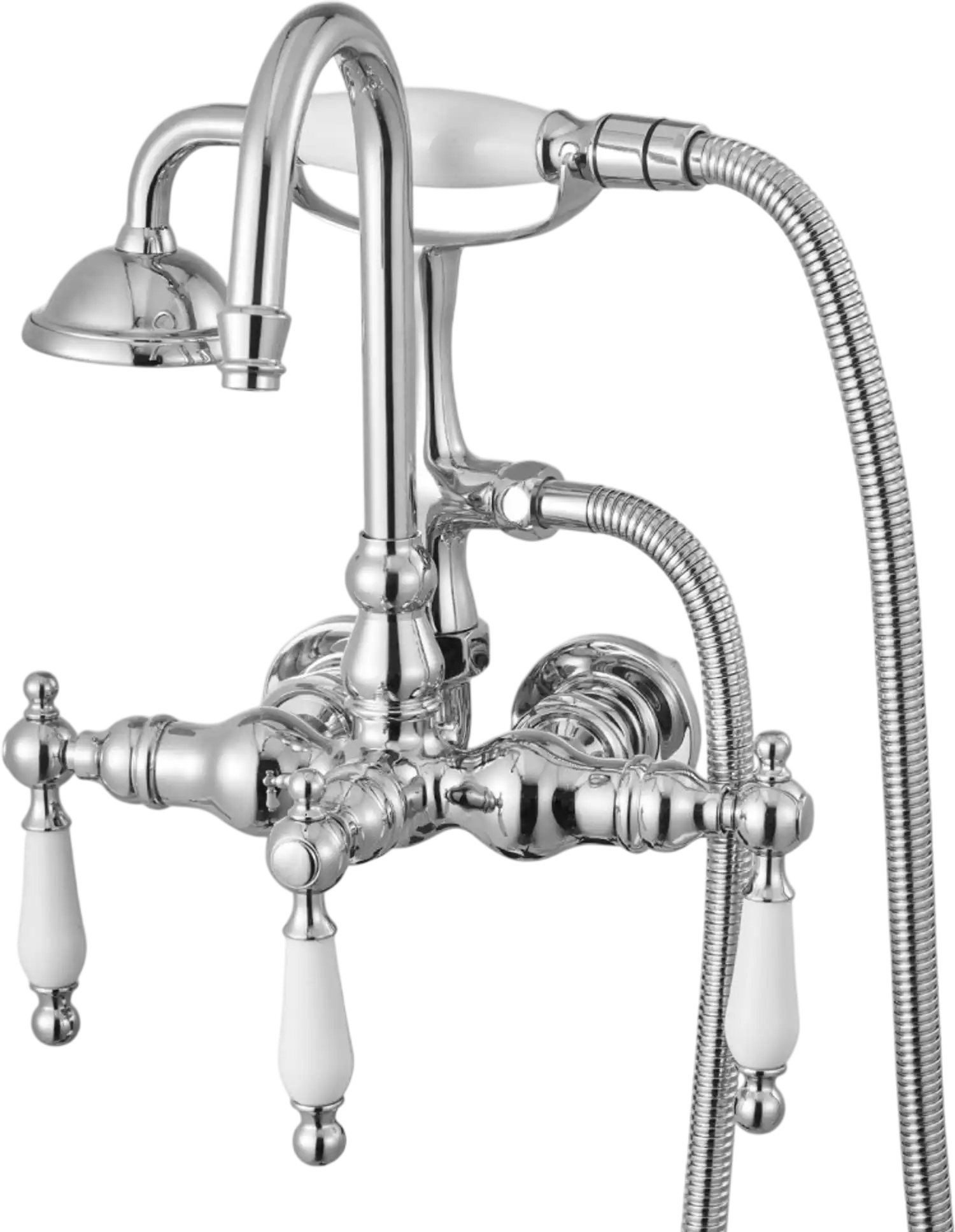 Vevor Clawfoot Tub Faucet Wall-Mounted Bathtub Faucet with Handheld Shower Chrome 59