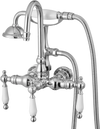 VEVOR Clawfoot Tub Faucet, Wall-Mounted Bathtub Faucets with Handheld Shower, Polished Chrome Clawfoot Tub Filler Faucet Shower Kit with 59" Long Hose & Gooseneck Spout, Modern & Vintage for Bathtubs