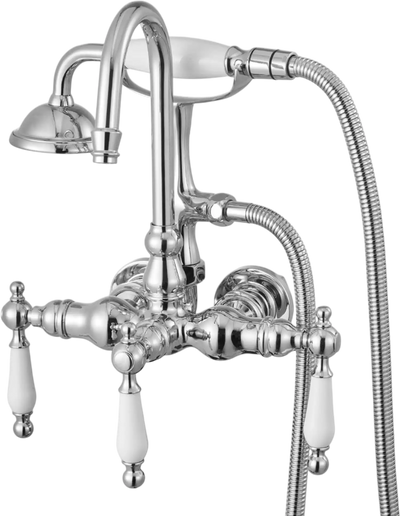 VEVOR Clawfoot Tub Faucet, Wall-Mounted Bathtub Faucets with Handheld Shower, Polished Chrome Clawfoot Tub Filler Faucet Shower Kit with 59