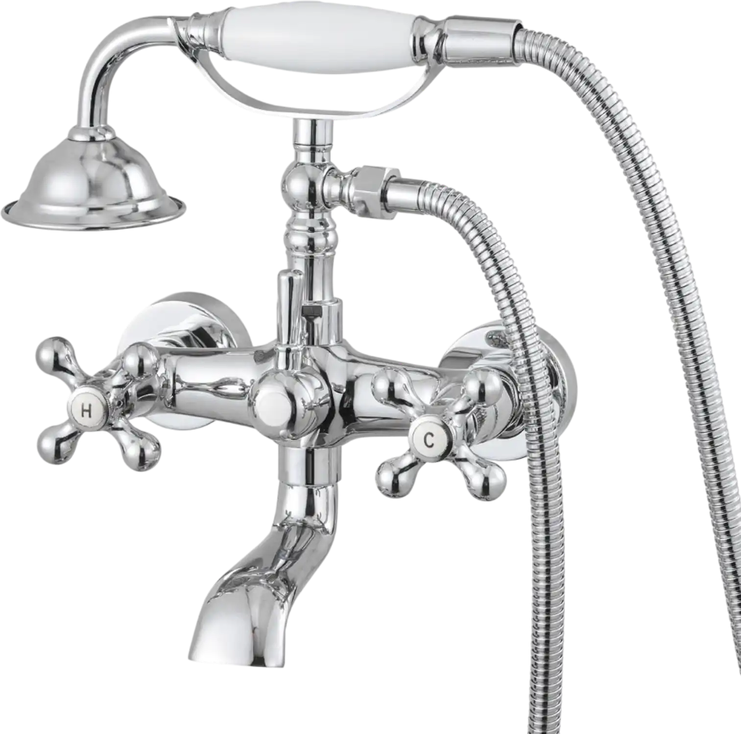 Vevor Tub Faucet Clawfoot Wall Mount Bathtub Faucet with Handheld Shower Polished Chrome New