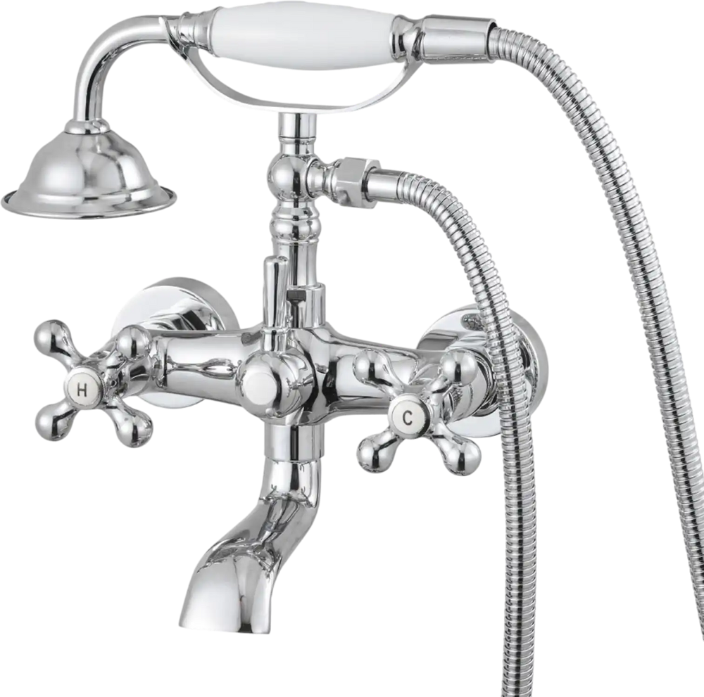 VEVOR Clawfoot Tub Faucet, Wall Mount Bathtub Faucets with Handheld Shower, Vintage Polished Chrome Clawfoot Tub Filler Faucet Shower Kit with Adjustable Swing Arms & 360° Rotation Spout for Bathtubs