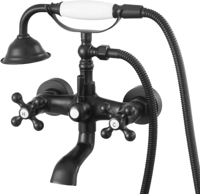Vevor Clawfoot Tub Faucet Vintage Matte Black Wall Mount with Handheld Shower New