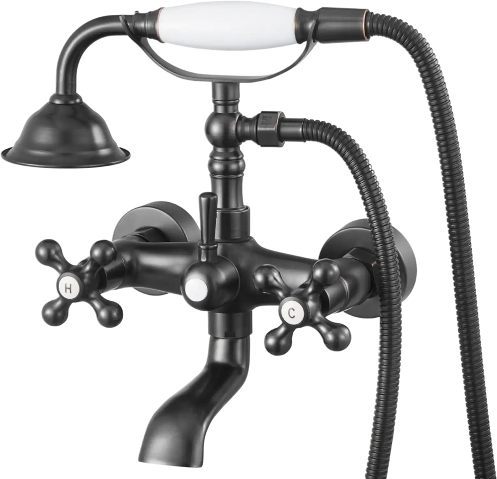 VEVOR Clawfoot Tub Faucet, Wall Mount Bathtub Faucets with Handheld Shower, Vintage Oil-Rubbed Bronze Clawfoot Tub Filler Faucet Shower Kit with Adjustable Swing Arms & 360° Rotation Spout for Bathtubs