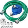 VEVOR 3" Suction Hose Kit 65' Blue PVC Backwash 20' Green Suction Hose, for Swimming Pools Water Pumps, Ready-to-Use Setup, with Round-Hole Strainer, Cam & Groove Adapter, Stainless Steel Clamp
