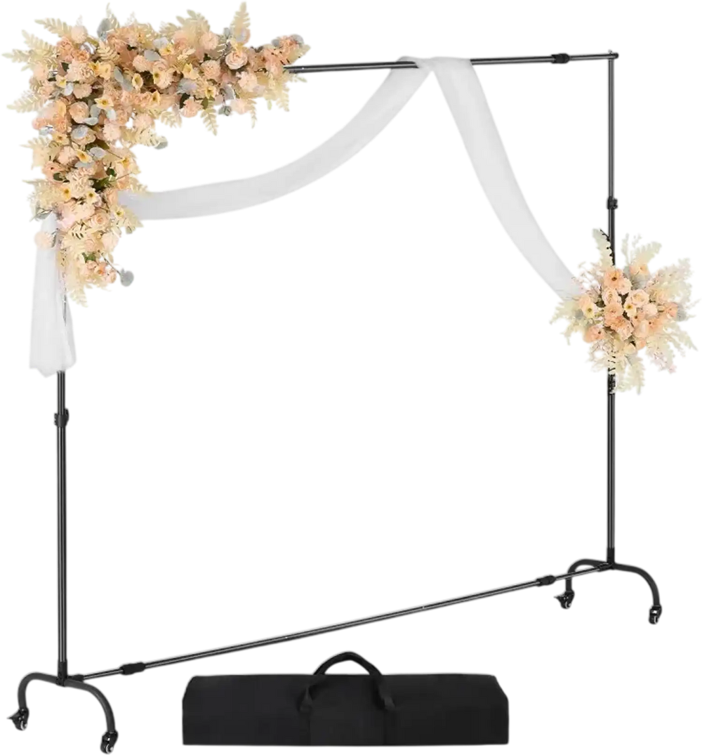 VEVOR Backdrop Stand with Wheels, 7 x 10 ft Adjustable Photo Backdrop Stand Kit, Moveable Background Backdrop Stand, Heavy Duty Projector Screen Stand, for Wedding, Photo Studio & Party