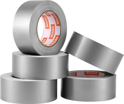 VEVOR 5-Pack Duct Tape, 2 in x 30 Yards, No Residue Strong Adhesive Waterproof Temperature-Resistant Heavy Duty Duct Tape, Tear by Hand, for Indoor Outdoor Repair, Industrial, All Weather, Sliver