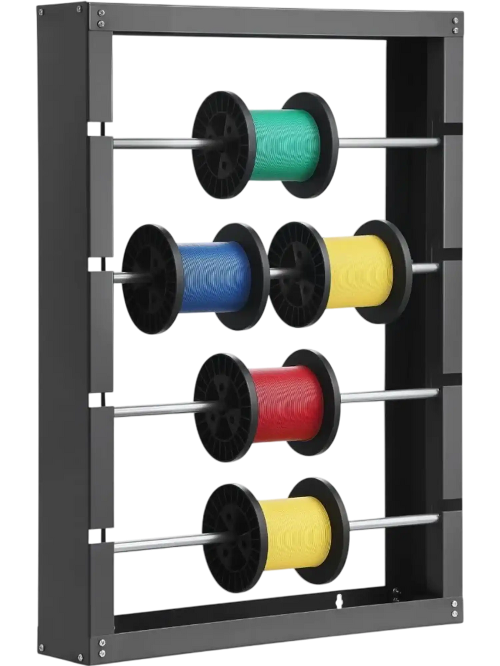 VEVOR Wire Spool Rack, 4 Adjustable Rods, Cold-Rolled Steel Wire Spool Holder Wall Mounted for Multi-Spools, Wiring Storage, 150 lbs Capacity Cable Dispenser, for Electrical Industrial Retail Use