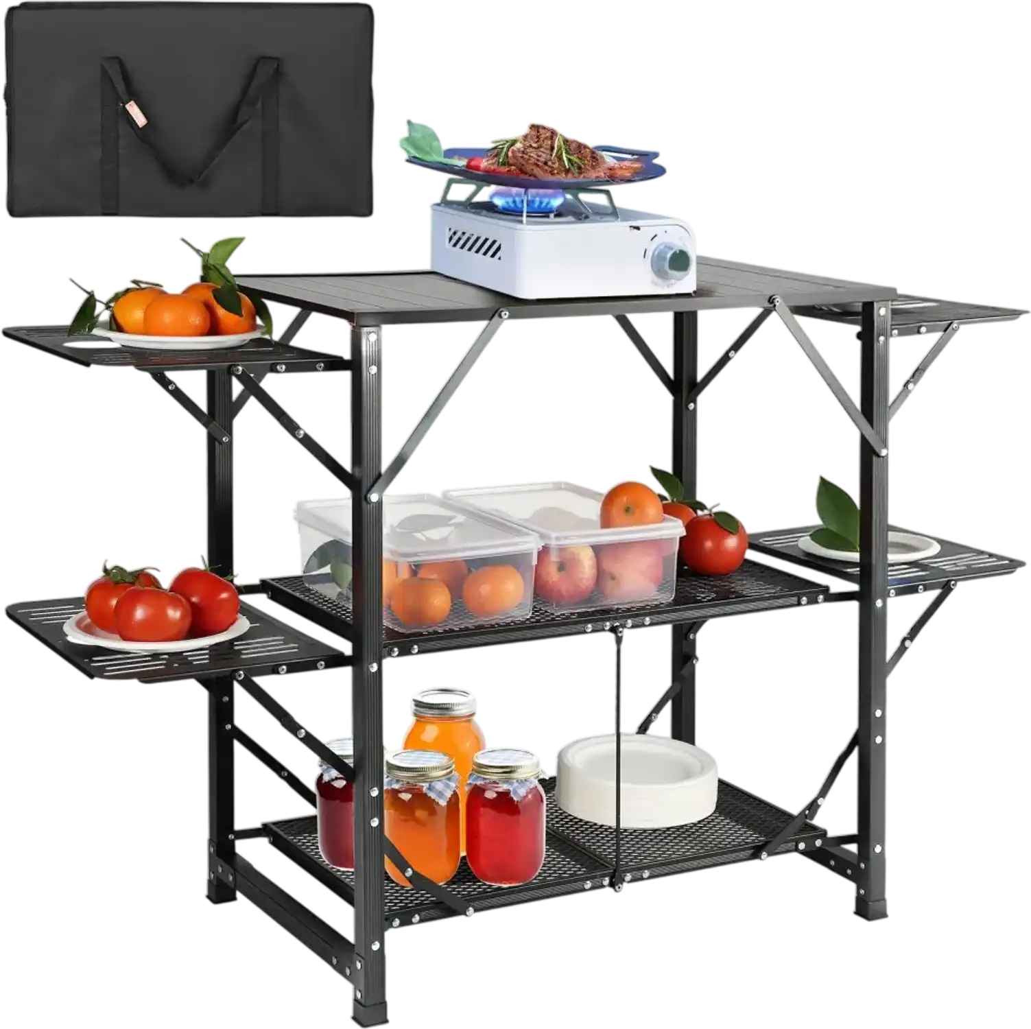 Vevor Camping Kitchen Table Portable Folding Cook Station with Carrying Bag New