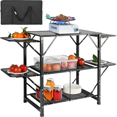 Vevor Camping Kitchen Table Portable Folding Cook Station with Carrying Bag New