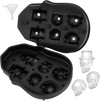VEVOR Skull Ice Cube Tray, 6-Grid Skull Ice Ball Maker, Flexible Black Silicone Ice Tray with Lid & Funnel, Skull Ice Cubes in 3 Distinct Patterns for Beverages & Chocolates on Parties & Holidays