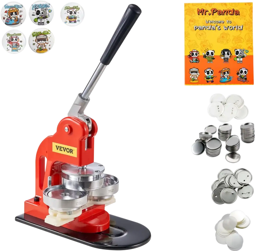 VEVOR Button Maker Machine, 75 mm (3 inch) Badge Punch Press Kit, Children DIY Gifts Pin Maker, Button Making Supplies with 500pcs Button Parts & Circle Cutter & Magic Book