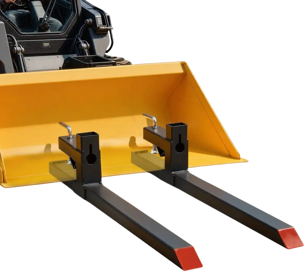 VEVOR Pallet Forks, 2000 lbs 43 in Clamp-On Pallet Forks Orange Tips Fixed, Front Loader Attachment for Tractor, Skid Steer, Loader Bucket, Agriculture, Farm, Heavy-Duty Reinforced Steel Bucket Fork