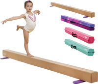 VEVOR 8FT Balance Beam for Kids, 350 LBS Stable Support Gymnastics Floor Beam with Non-Slip Wooden Mats, Wood-Core Gymnastics Training Equipment with Anti-Slip Bottom for Home and Gym, Yellow