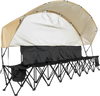 VEVOR Portable Folding Bench, 6 Seat Soccer Bench with Storage Pockets Cup Holders & Carrying Bag, Lightweight Sideline Seating with Sunshade for Football, Baseball, Camping, Outdoor Events, Black