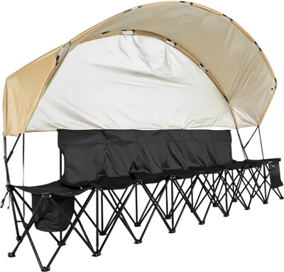 Vevor Folding Sports Bench 6-Seat Portable Sideline Seating with UPF 50+ Canopy New