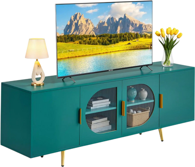 Vevor TV Stand Modern Entertainment Center with Glass Doors for TVs up to 75